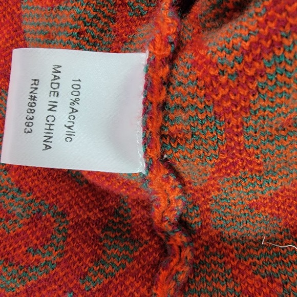 Studio Nouveau Cardigan Coat Open Front Red Green Orange Knit Long Jacket XL - Picture 9 of 10